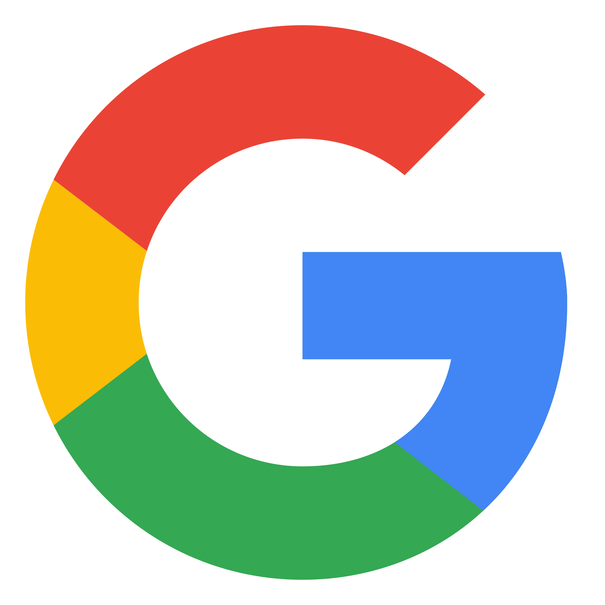 Google icon in four colors, red, yellow, green, and blue